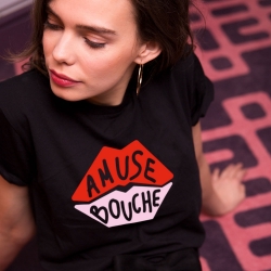 T-shirt Noir Amuse Bouche Rouge et Rose FEMME Faubourg54