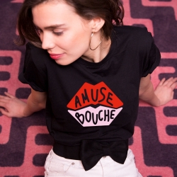 T-shirt Noir Amuse Bouche Rouge et Rose FEMME Faubourg54