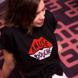 T-shirt Noir Amuse Bouche Rouge et Rose FEMME Faubourg54