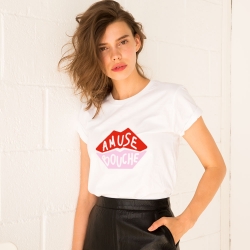 T-shirt Blanc Amuse Bouche Rouge et Rose FEMME Faubourg54