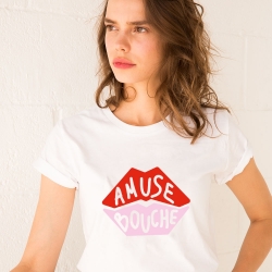 T-shirt Blanc Amuse Bouche Rouge et Rose FEMME Faubourg54