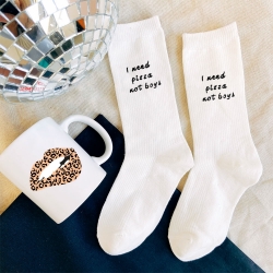 Chaussettes Blanches I Need Pizza Accessoires Faubourg54