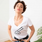 T-shirt Blanc Col V Ravionly FEMME Faubourg54