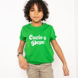Green T-Shirt Cacio e Pepe Kids