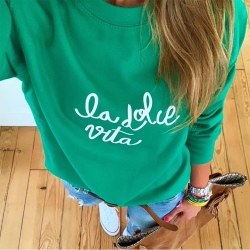 Green Sweatshirt La Dolce Vita by LesFutiles