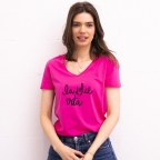 T-shirt Fuchsia Col V La Dolce Vita FEMME Faubourg54