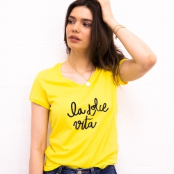 Yellow v neck T-Shirt La Dolce Vita