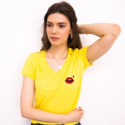 T-shirt Jaune Col V Cindy FEMME Faubourg54