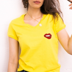 T-shirt Jaune Col V Martina FEMME Faubourg54