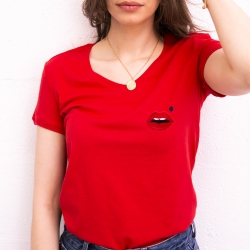 T-shirt Rouge Col V Cindy FEMME Faubourg54