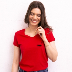 T-shirt Rouge Col V Cindy FEMME Faubourg54