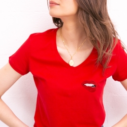 T-shirt Rouge Col V Martina FEMME Faubourg54