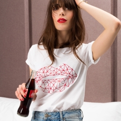 T-Shirt Blanc Geo Lips Rouge FEMME Faubourg54