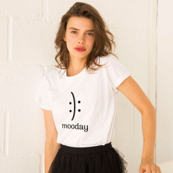 T-Shirt Blanc Mooday Noir
