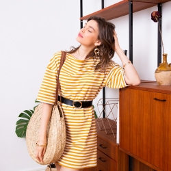 Robe T-Shirt Rayé Jaune Faubourg54