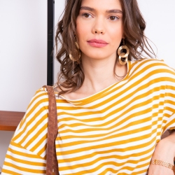 Robe T-Shirt Rayé Jaune Faubourg54