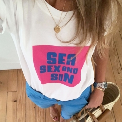 White T-Shirt Sea Sex and Sun by Les Futiles