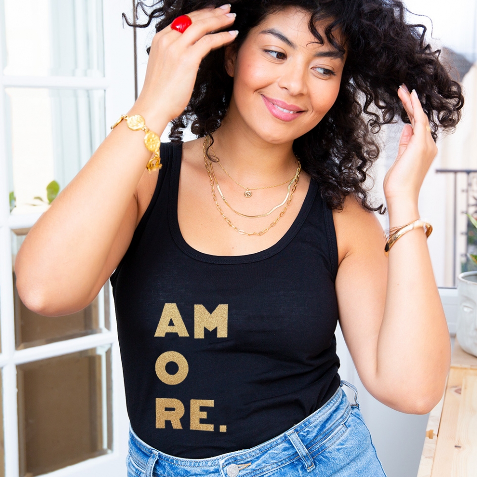 Débardeur Noir Amore Gold T-shirts Faubourg54