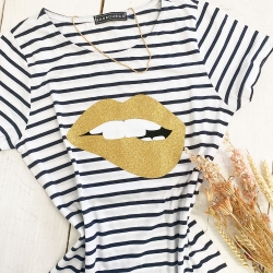 T-Shirt Janine Martina Gold Glitter FEMME Faubourg54