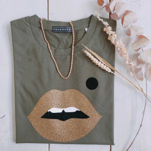 T-Shirt Kaki Bouche Cindy Gold