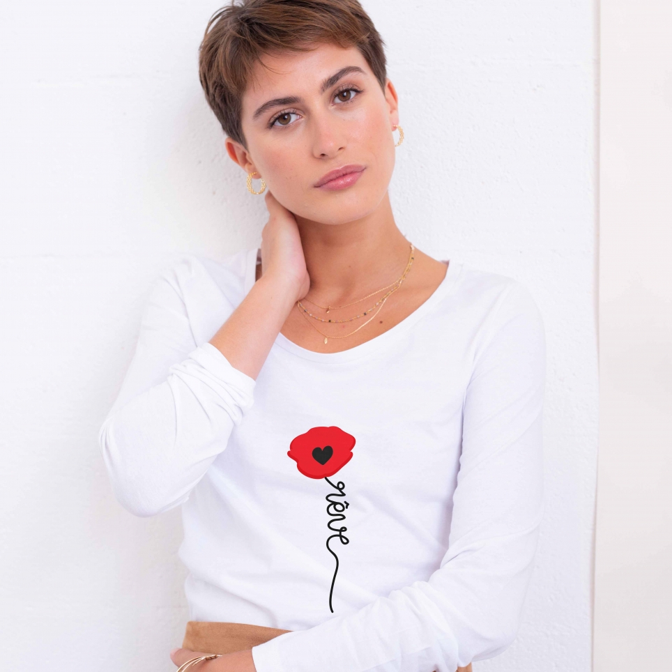 T-Shirt ML Blanc Papavero FEMME Faubourg54