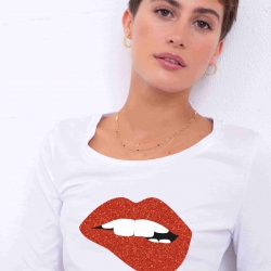 T-Shirt ML Blanc Martina Glitter FEMME Faubourg54
