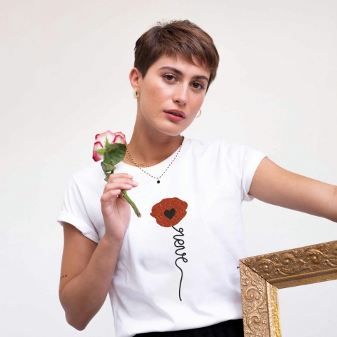 T-Shirt Blanc Papavero Glitter