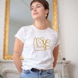 T-Shirt Blanc Love Spritz Gold Glitter FEMME Faubourg54