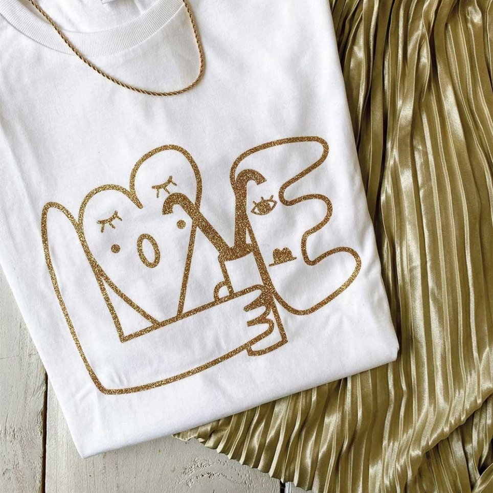 T-Shirt Blanc Love Spritz Gold Glitter FEMME Faubourg54