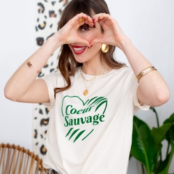 T-Shirt Crème Coeur Sauvage by TrendyEmma