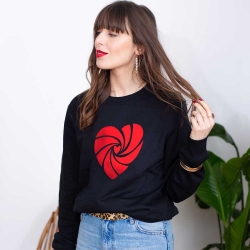 Sweat Noir Coeur Bond Rouge FEMME Faubourg54