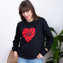 Sweat Noir Coeur Bond Rouge FEMME Faubourg54