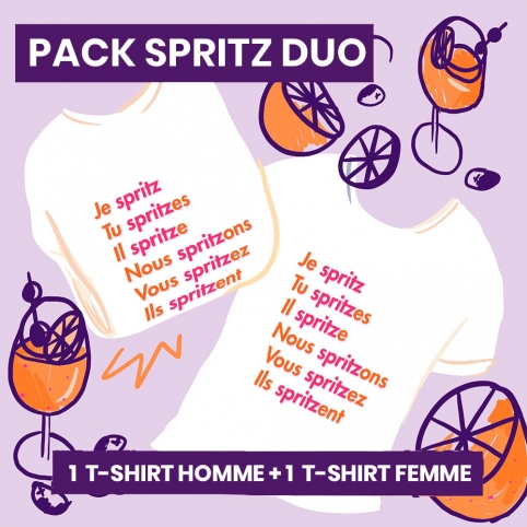 Pack 2 T-Shirts Femme et Homme Blanc Spritzer