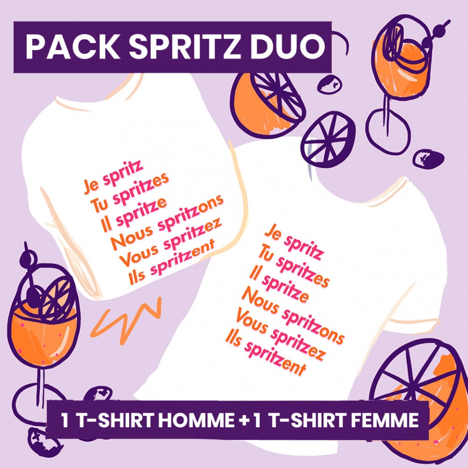 Pack 2 T-Shirts Femme et Homme Blanc Spritzer