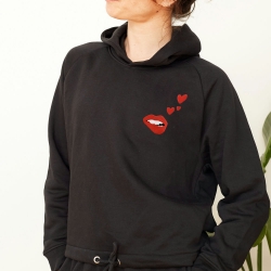 Sweat Noir Capuche Crop Martina Loves FEMME Faubourg54