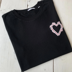 Black T-Shirt Coeur Fragile