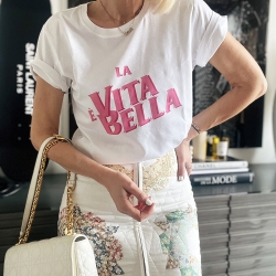 T-Shirt Blanc La Vita è Bella by TrendyEmma FEMME Faubourg54