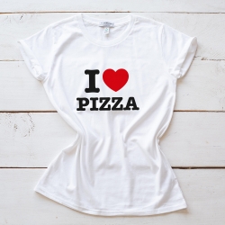 T-Shirt  blanc I Love Pizza