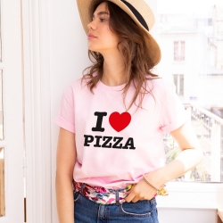 T-Shirt  rose I Love Pizza