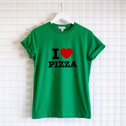 T-Shirt  vert I Love Pizza