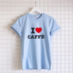 T-Shirt Bleu Ciel I Love Caffè