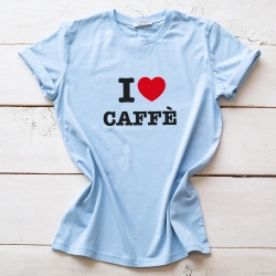 T-Shirt Bleu Ciel I Love Caffè