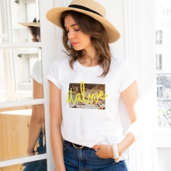 T-shirt Blanc Italove Jaune FEMME Faubourg54