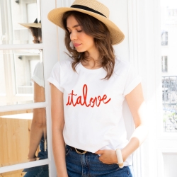 T-shirt Blanc Italove Rouge FEMME Faubourg54
