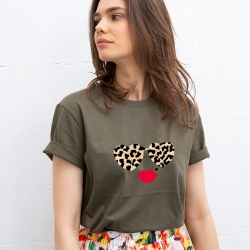 T-Shirt Kaki Lolita léopard FEMME Faubourg54