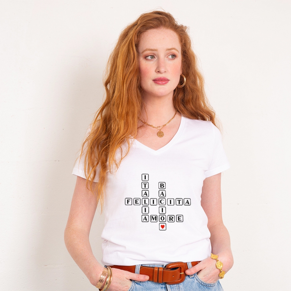 T-shirt Blanc Col V Gioco FEMME Faubourg54