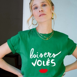 T-Shirt Vert Baisers Volés by LesFutiles