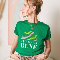 Green T-Shirt Tutto Va Bene by LesFutiles