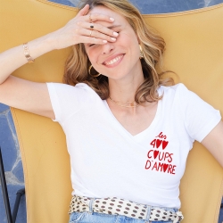 T-shirt Blanc Col V 400 Coups d’Amore T-shirt Blanc Col V 400 Coups d’Amore