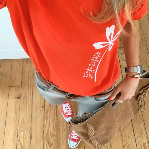 T-Shirt Rouge Trèfle by LesFutiles collection NOUVELLE VAGUE